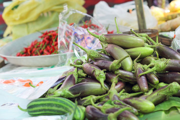 Eggplant purple in the market