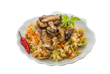 Fried rice with mushrooms