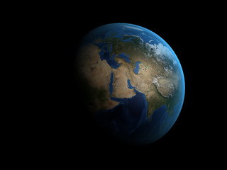 Fototapeta na wymiar Renderowania 3D planety Ziemi na czarnym tle, wysokiej resolutio