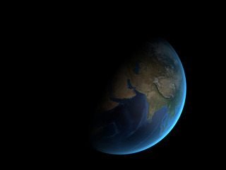 3D rendering of the planet Earth on a starry background, high re