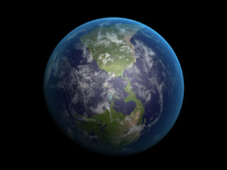 Fototapeta na wymiar 3D Realistic Earth planet on black space background
