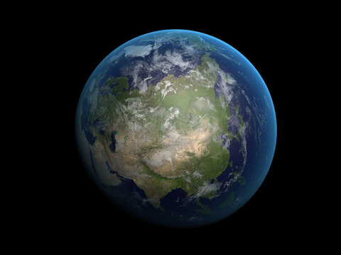 3D render the planet Earth on a black background, high resolutio
