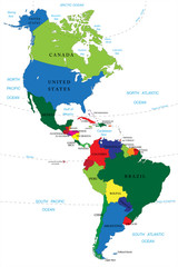 North and South America map