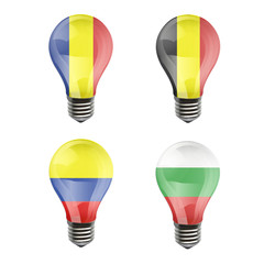 Obraz premium Realistic bulb of Belgium, Romania, Colombia, Bulgaria