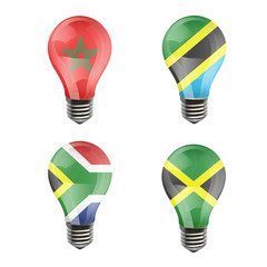 Obraz premium Realistic bulb of Tanzania, Jamaica, South Africa, Morroco