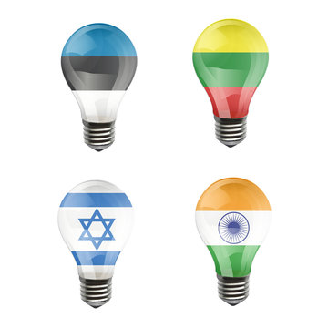 Realistic bulb of Israel, India, Estonia, Lithuania