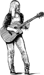 Obraz premium girl musician