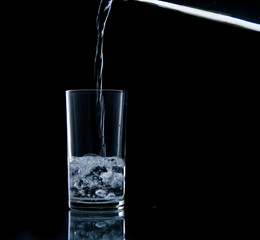 Pouring water on glass