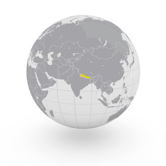 Mappamondo Asia Nepal
