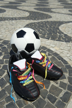 Good Luck Soccer Football Boots Brazilian Wish Ribbons Grass