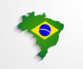 Brazil flag map with shadow effect presentation