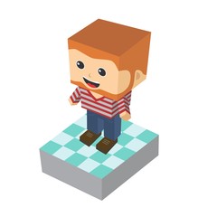 block isometric cartoon character