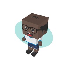 block isometric cartoon character