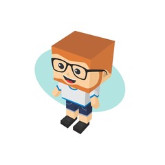 block isometric cartoon character
