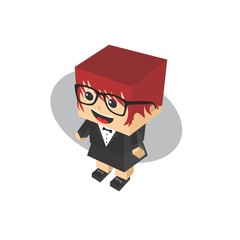 block isometric cartoon character