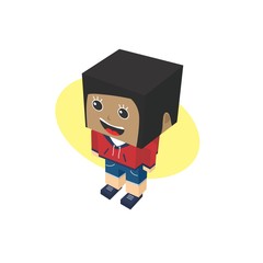 block isometric cartoon character