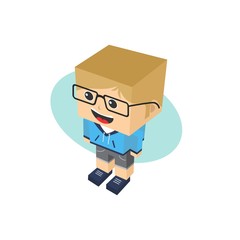 block isometric cartoon character