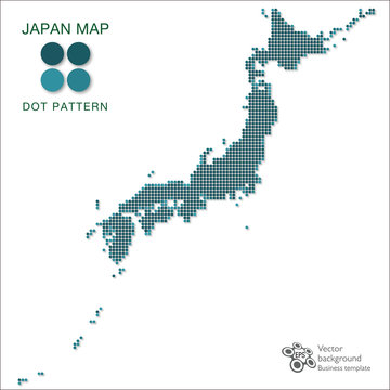 日本地図　#Vector Illustration, Dot Map