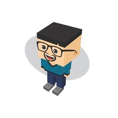 block isometric cartoon character