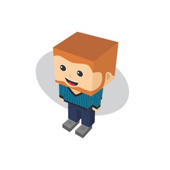 block isometric cartoon character