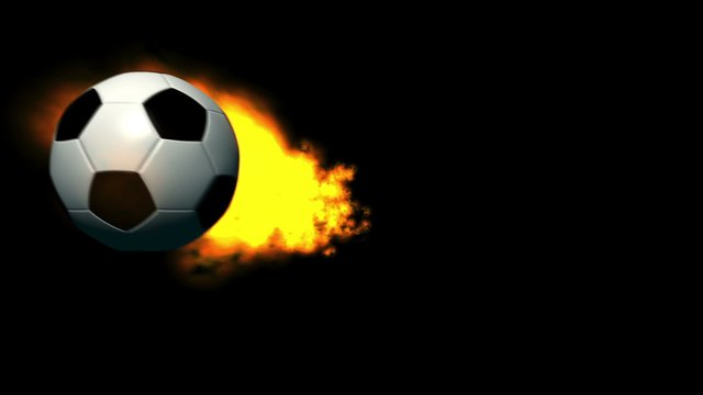 Feuriger Fu&szlig;ball vor schwarzem Hintergrund