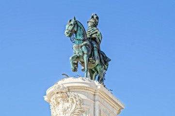 monument of King D.Jose I in Comercio Square in Lisbon
