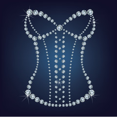 Lady's sexy corset made from diamonds