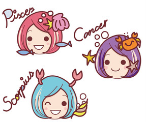 水の星座セット｜うお座、さそり座、かに座