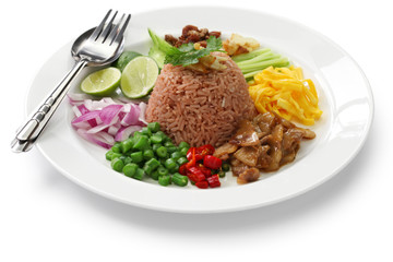 thai fried rice with shrimp paste, khao kluk kapi