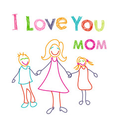 I love you mom doodle card