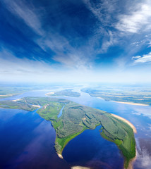 Landscape with great river and clouds