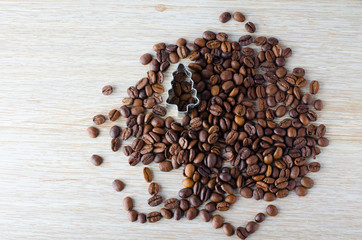 coffee beans and Christmas tree