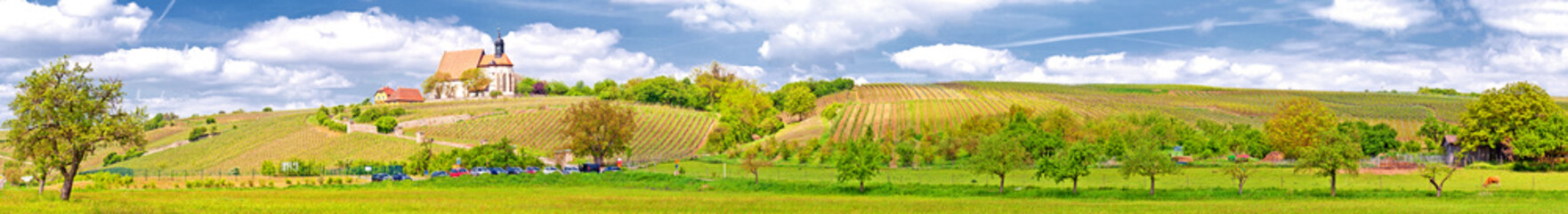 Panorama der Wallfahrtskirche Maria im Weinberg bei Volkach