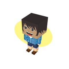 block isometric cartoon character