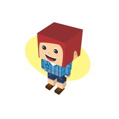 block isometric cartoon character
