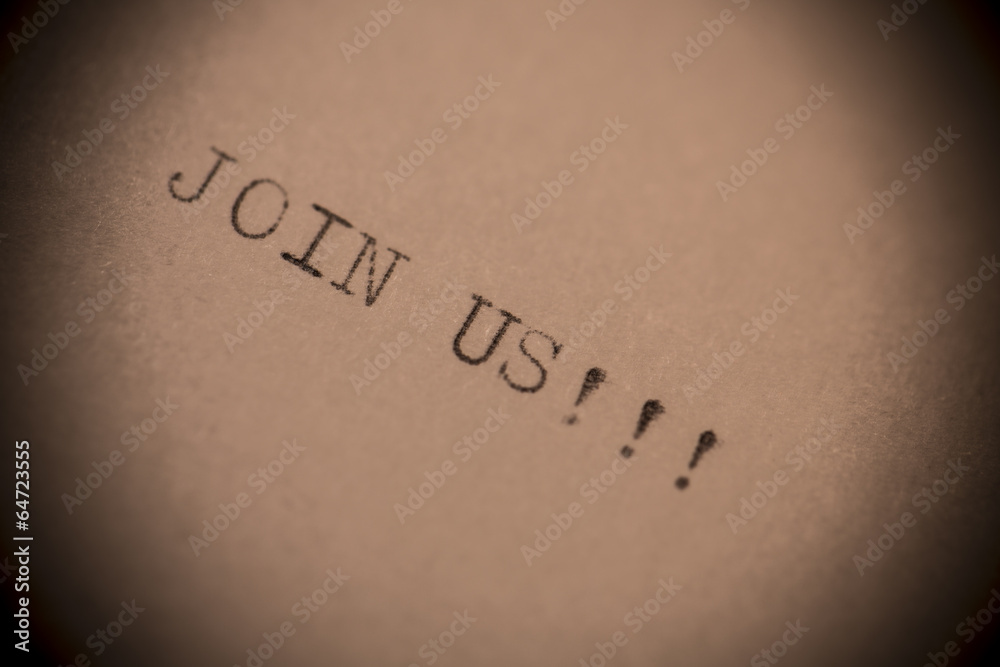 Fototapete old typewriter with text join us
