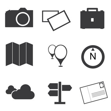 travel destination icons set