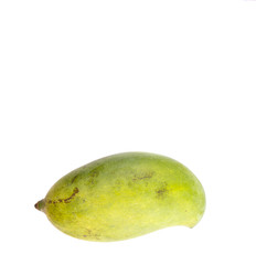 Green mango fruit over white background