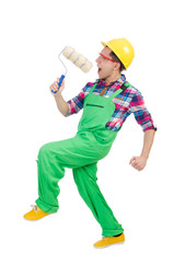 Funny painter isolated on white