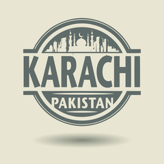 Stamp or label with text Karachi, Pakistan inside, vector