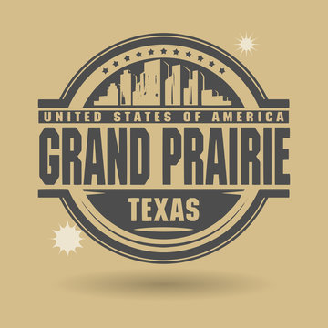 Stamp Or Label With Text Grand Prairie, Texas Inside