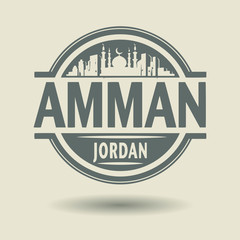 Stamp or label with text Amman, Jordan inside, vector