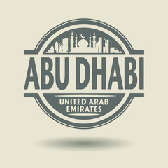Stamp or label with text Abu Dhabi, United Arab Emirates inside