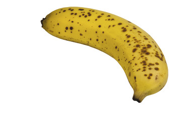 Single Ripe Yellow Banana on White Background