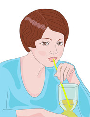 Girl drinking juice