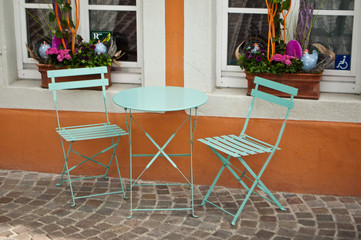 terrasse typique à Colmar, Alsace