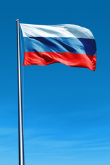 Russia flag waving on the wind
