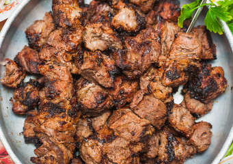appetizing roast meat shish kebab
