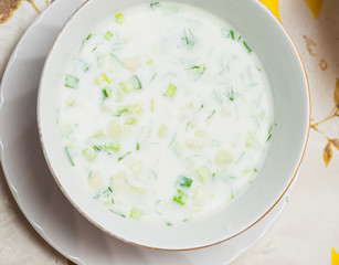 plate of cold okroshka soup