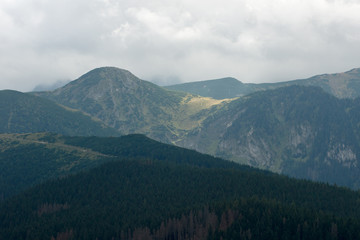 Obraz premium Pochmurny dzień w górach, Tatry, widok z Nosala, Zakopane, PL 